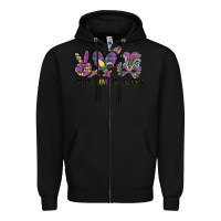 Black peace love mardi gras Zipper Hoodie - CowGirlArtShop