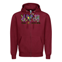 Burgundy peace love mardi gras Zipper Hoodie - CowGirlArtShop