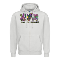 Dove Grey peace love mardi gras Zipper Hoodie - CowGirlArtShop
