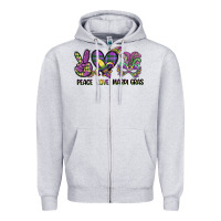 Heather Grey peace love mardi gras Zipper Hoodie - CowGirlArtShop
