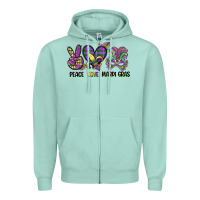 Seafoam peace love mardi gras Zipper Hoodie - CowGirlArtShop