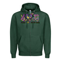 Sports Green peace love mardi gras Zipper Hoodie - CowGirlArtShop