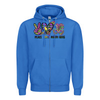 True Royal peace love mardi gras Zipper Hoodie - CowGirlArtShop