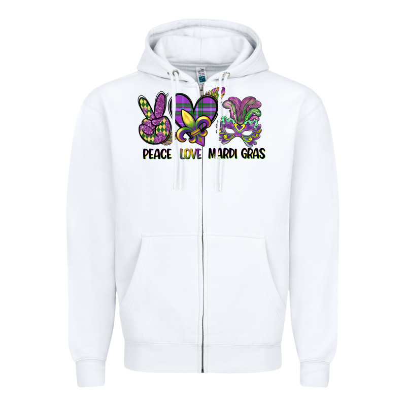 Peace Love Mardi Gras Zipper Hoodie by CowGirlArtShop | Teevron