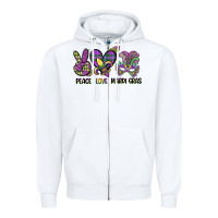 White peace love mardi gras Zipper Hoodie - CowGirlArtShop