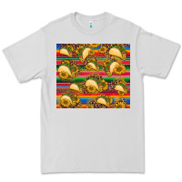 Dove Grey tacos and sunflowers with serape leopard background Premium Tee - BarkalooDesign