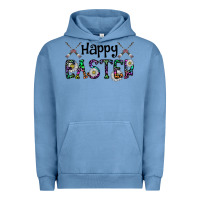 Pigment Pebble Blue Happy Easter Urban Hoodie - CowhideDigitalArt