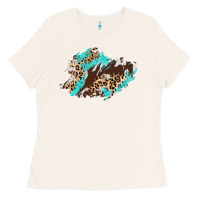 Bone cowhide leopard turquoise patch Ladies Tee - AdoDesignShop