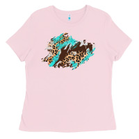 Bubblegum Pink cowhide leopard turquoise patch Ladies Tee - AdoDesignShop