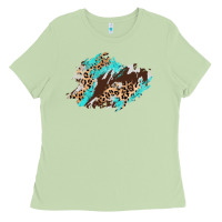Matcha cowhide leopard turquoise patch Ladies Tee - AdoDesignShop