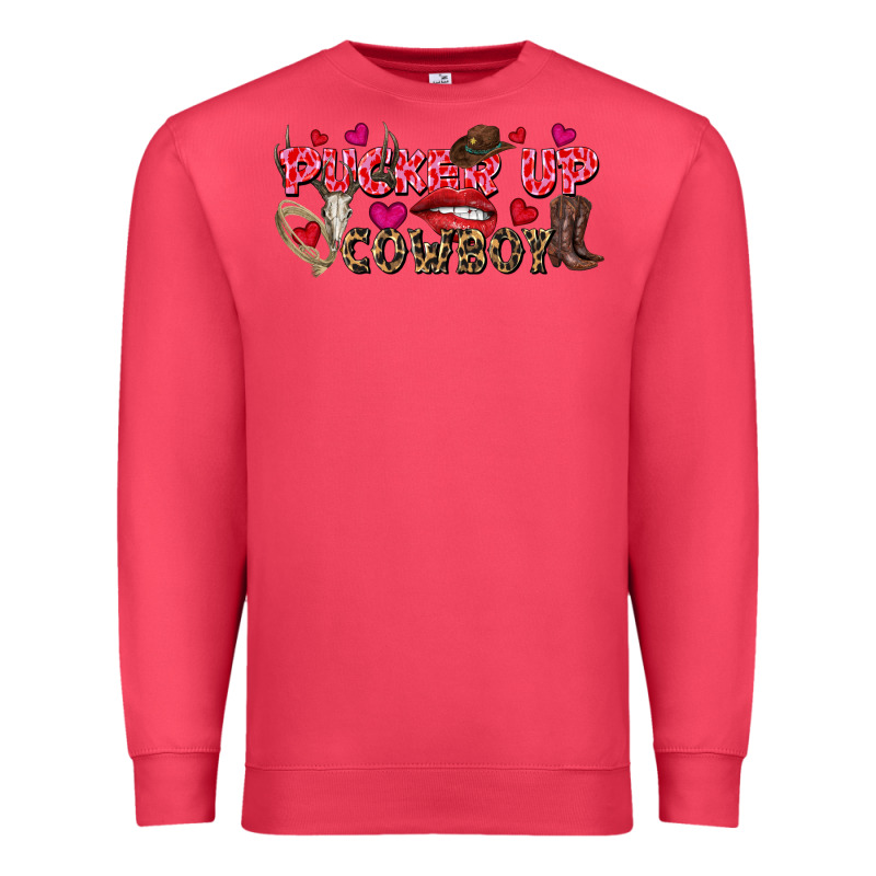 Pucker Up Cowboy Valentine's Day Premium Sweatshirt by FaDigitalArtStudio | Teevron