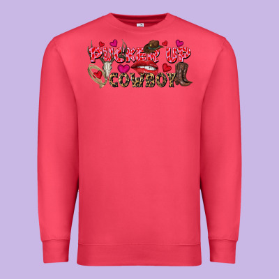 Pucker Up Cowboy Valentine's Day Premium Sweatshirt Designed By Fadigitalartstudio