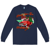 Navy home for the holidays texas Long Sleeve Tee - BarkalooDesign