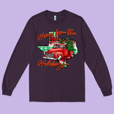 Home For The Holidays Texas Long Sleeve Tee Designed By Barkaloodesign