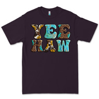 Plum western sunflowers turquoise leopard yee haw Premium Tee - BarkalooDesign