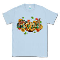Dusty Blue thankful pumpkins Classic Tee - MaliasSmallBusiness