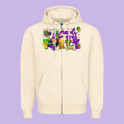 Mardi Gras Party Zipper Hoodie Designed By Cowgirlartshop