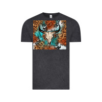 Vintage Black Western with bull skull Vintage Tee - NancyCooperArtShop