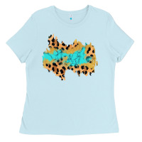 Baby Blue glitter leopard turquoise patch Ladies Tee - AdoDesignShop