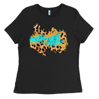 Black glitter leopard turquoise patch Ladies Tee - AdoDesignShop