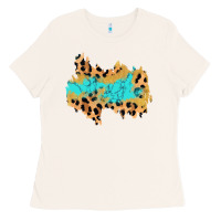 Glitter Leopard Turquoise Patch Ladies Tee | Teevron