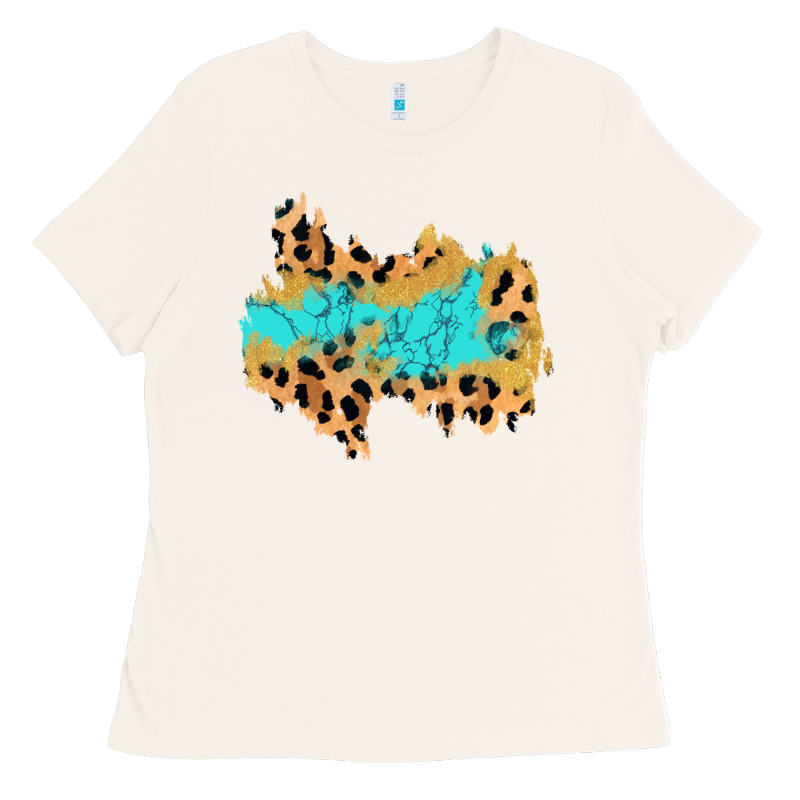 Glitter Leopard Turquoise Patch Ladies Tee by AdoDesignShop | Teevron
