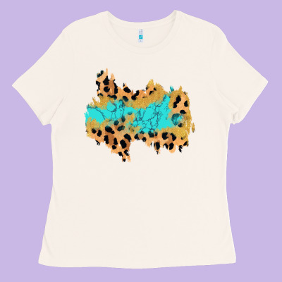 Glitter Leopard Turquoise Patch Ladies Tee Designed By Adodesignshop