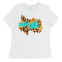 White glitter leopard turquoise patch Ladies Tee - AdoDesignShop