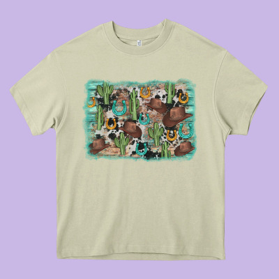 Cactus Cowboy Hat Background Heavy Core Tee Designed By Adodesignshop