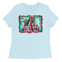 Baby Blue mama bear sees all Ladies Tee - Artiststas