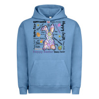 Pigment Pebble Blue Happy Easter Urban Hoodie - CowhideDigitalArt