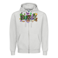 Dove Grey nurse mardi gras Zipper Hoodie - CowGirlArtShop