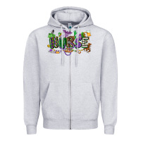 Heather Grey nurse mardi gras Zipper Hoodie - CowGirlArtShop
