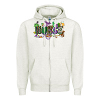Oatmeal Heather nurse mardi gras Zipper Hoodie - CowGirlArtShop