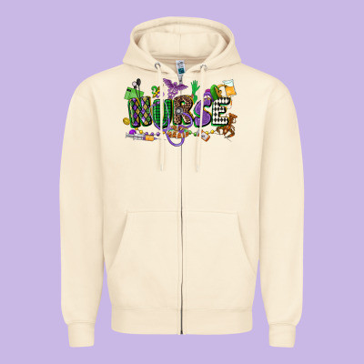 Nurse Mardi Gras Zipper Hoodie Designed By Cowgirlartshop