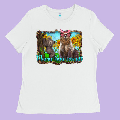 Mama Bear Sees All With Sunflowers Ladies Tee Designed By Artiststas