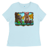 Baby Blue mama bear sees all with sunflowers Ladies Tee - Artiststas