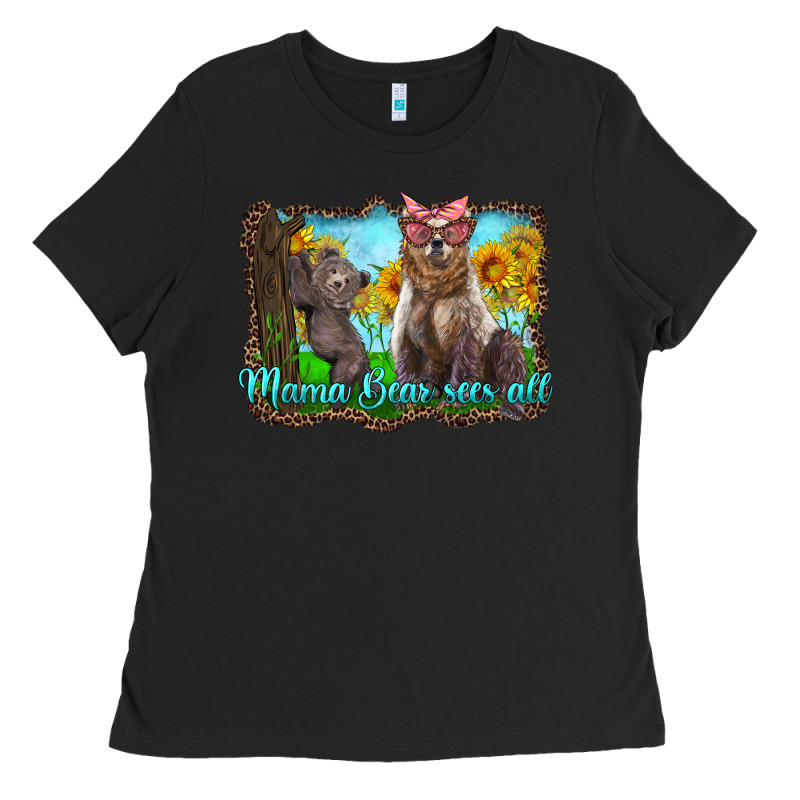 Mama Bear Sees All With Sunflowers Ladies Tee by Artiststas | Teevron