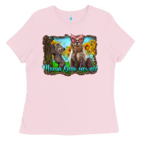 Bubblegum Pink mama bear sees all with sunflowers Ladies Tee - Artiststas
