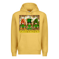 Antique Gold St. Patrick's Day gnomies with leopard tumbler Premium Hoodie - HowdyJamesFarm