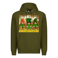 Army Green St. Patrick's Day gnomies with leopard tumbler Premium Hoodie - HowdyJamesFarm