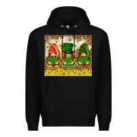 Black St. Patrick's Day gnomies with leopard tumbler Premium Hoodie - HowdyJamesFarm