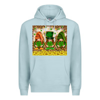 Blue Mist St. Patrick's Day gnomies with leopard tumbler Premium Hoodie - HowdyJamesFarm
