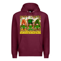 Burgundy St. Patrick's Day gnomies with leopard tumbler Premium Hoodie - HowdyJamesFarm