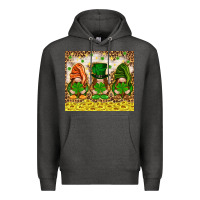 Charcoal Heather St. Patrick's Day gnomies with leopard tumbler Premium Hoodie - HowdyJamesFarm