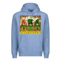 Colony Blue St. Patrick's Day gnomies with leopard tumbler Premium Hoodie - HowdyJamesFarm