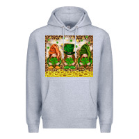 Heather Grey St. Patrick's Day gnomies with leopard tumbler Premium Hoodie - HowdyJamesFarm