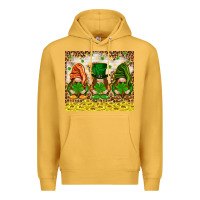 Mustard St. Patrick's Day gnomies with leopard tumbler Premium Hoodie - HowdyJamesFarm