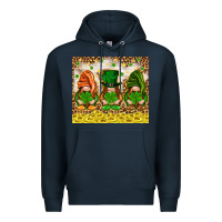 Navy St. Patrick's Day gnomies with leopard tumbler Premium Hoodie - HowdyJamesFarm