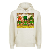 Oatmeal Heather St. Patrick's Day gnomies with leopard tumbler Premium Hoodie - HowdyJamesFarm